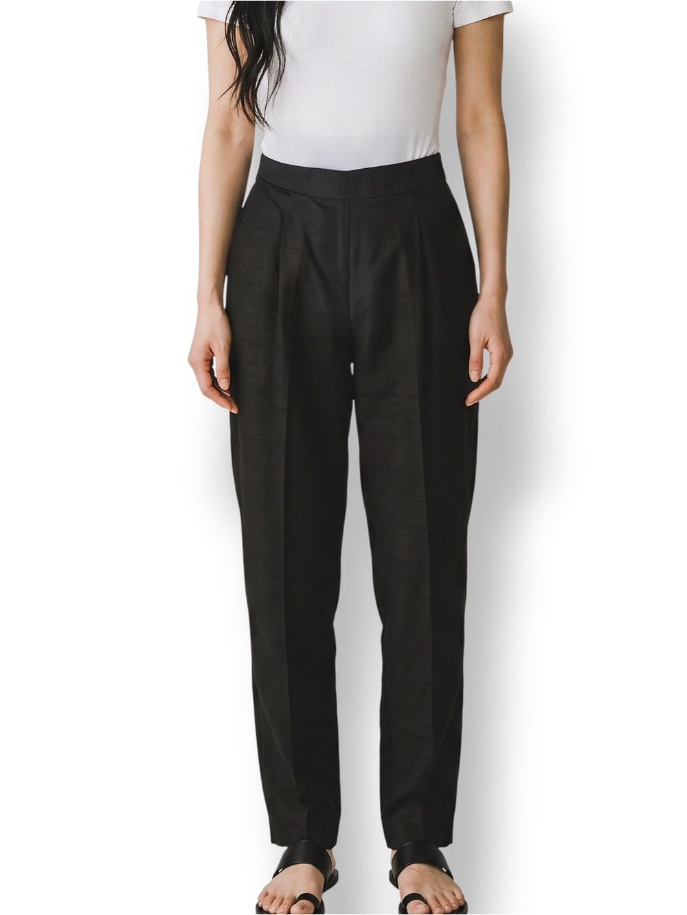 4/$20 Rena Rowan 100% Silk Black High Rise Straight Leg Dress Pants Fits XS 0